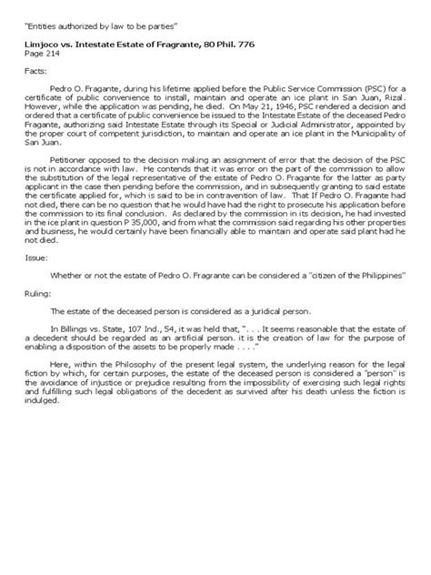 Limjoco vs. Intestate Estate of Fragrante ~ The PHLaw Blog.